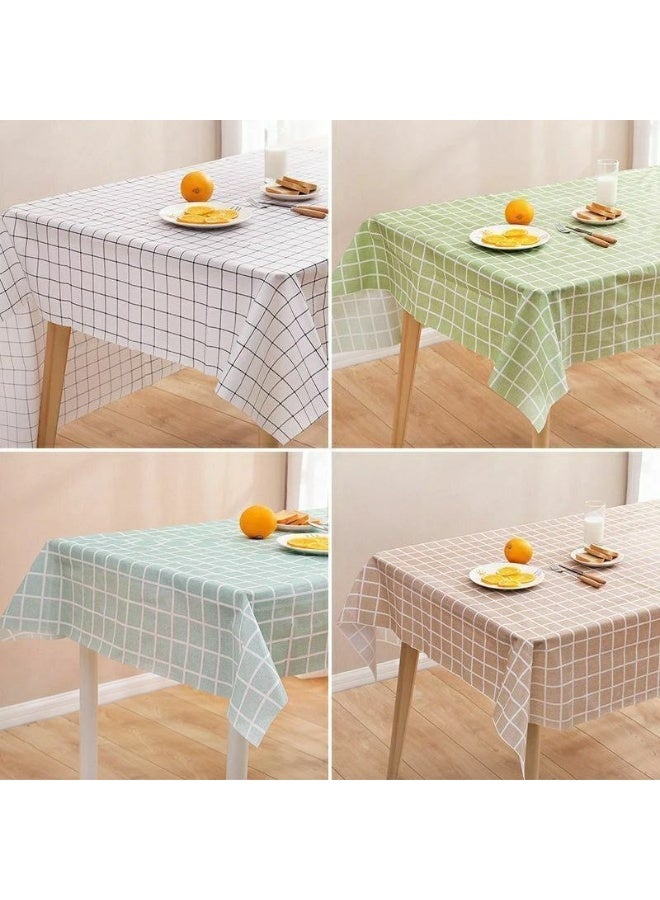 Checkered Waterproof Tablecloth – Linen Look – Easy-Clean PVC – 183×137 cm - Image 3